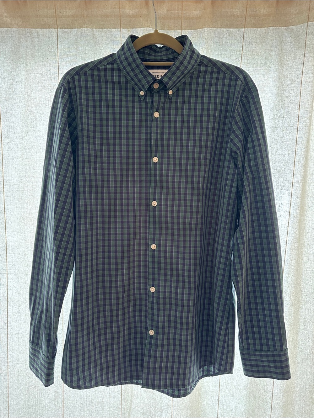 Mizzen+Main Green and Navy Checked Button-Down Shirt